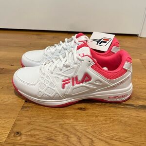 Fila Double Bounce 3 Pickleball sneaker in white and hot pink